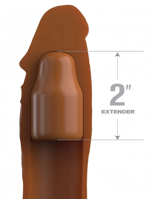Коричневая насадка на член 2  Silicone X-tension - 20,3 см. - Pipedream - в Сызрани купить с доставкой