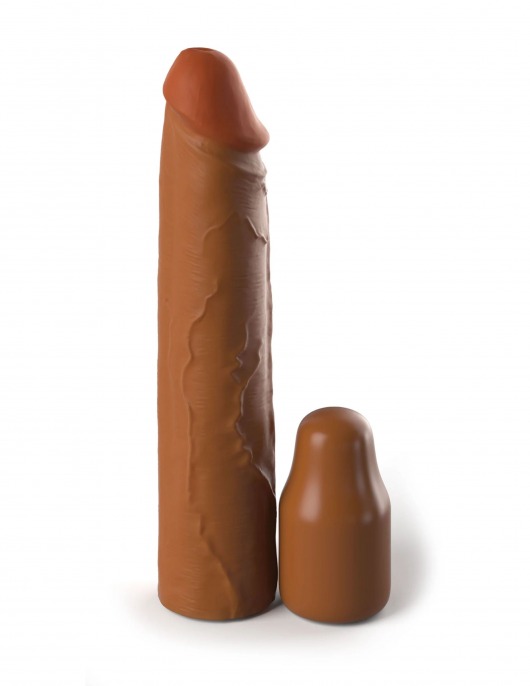 Коричневая насадка на член 2  Silicone X-tension - 20,3 см. - Pipedream - в Сызрани купить с доставкой