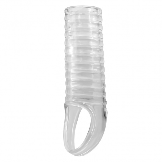 Прозрачная насадка на пенис с ребрышками и подхватом мошонки - Baile - в Сызрани купить с доставкой