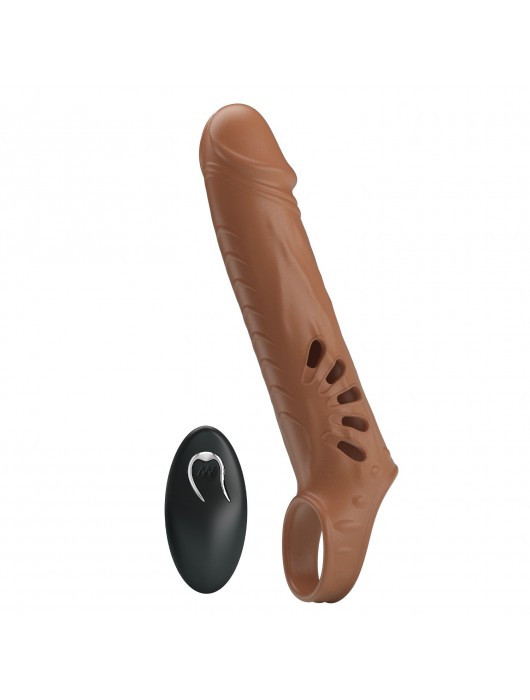 Коричневая вибронасадка с подхватом мошонки и пультом ДУ - Baile - в Сызрани купить с доставкой