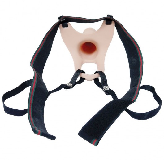 Телесный полый страпон на ремешках - 16,5 см. - Boys of Toys - купить с доставкой в Сызрани