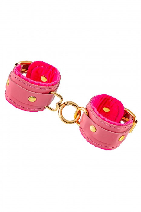 Розовые двуслойные кожаные наручники-браслеты - Pecado - купить с доставкой в Сызрани