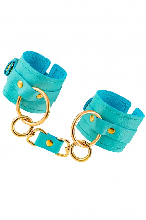 Голубые однослойные кожаные наручники - Pecado - купить с доставкой в Сызрани