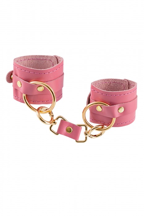 Розовые однослойные кожаные наручники - Pecado - купить с доставкой в Сызрани