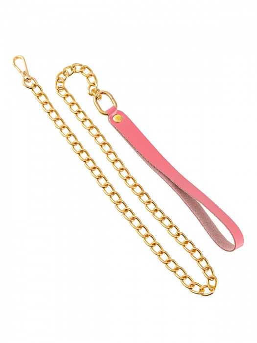 Розовый кожаный поводок с карабином для ошейника - 80 см. - Pecado - купить с доставкой в Сызрани