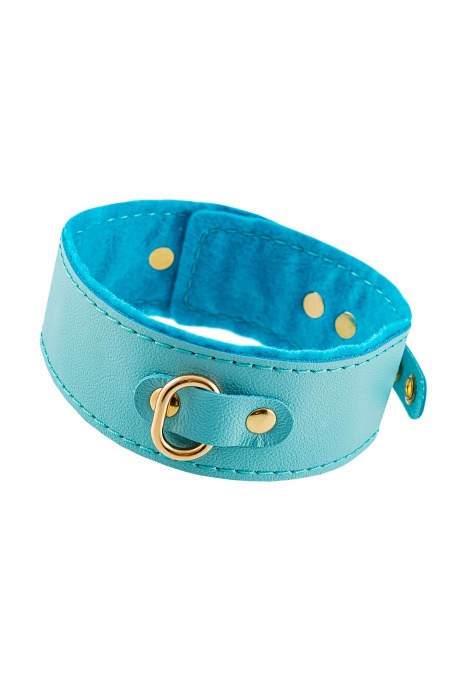 Голубой двуслойный кожаный ошейник с подкладкой из фетра - Pecado - купить с доставкой в Сызрани
