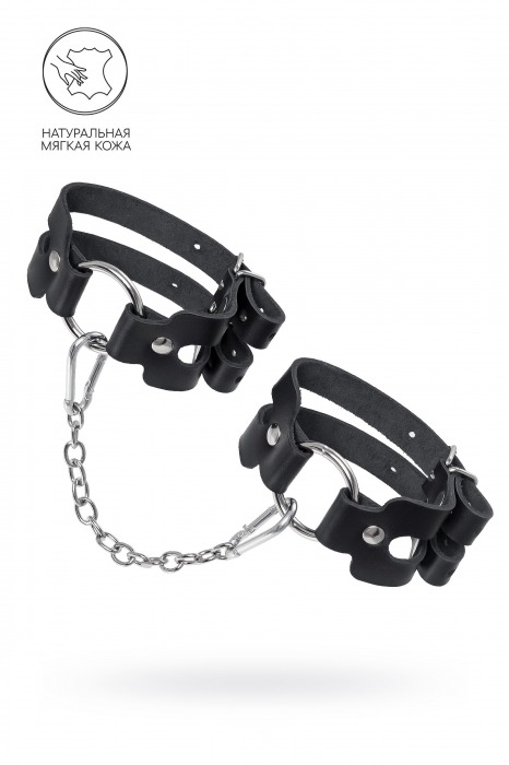 Черные кожаные оковы из двух ремешков - Pecado - купить с доставкой в Сызрани