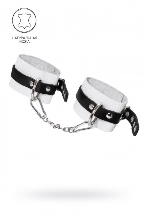 Бело-черные мягкие оковы с одним ремешком и люверсами - Pecado - купить с доставкой в Сызрани