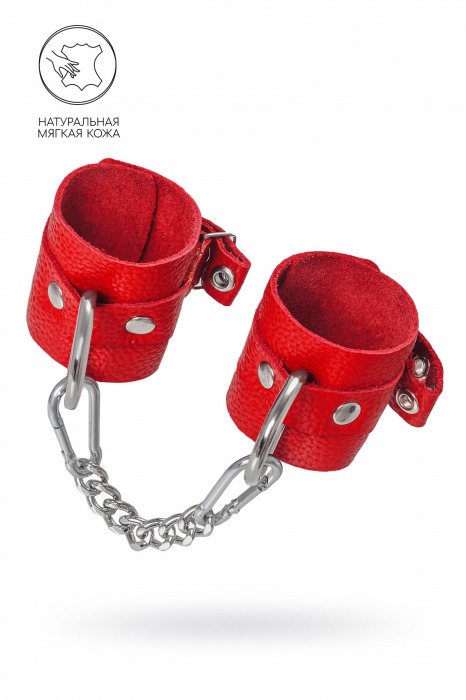 Красные мягкие кожаные наручники с люверсами - Pecado - купить с доставкой в Сызрани
