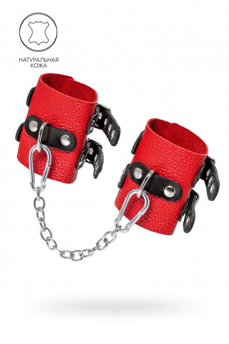 Красно-черные мягкие наручники с двумя ремешками с люверсами - Pecado - купить с доставкой в Сызрани