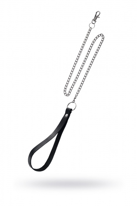 Поводок с ручкой из черной натуральной кожи и карабином для ошейника - Pecado - купить с доставкой в Сызрани