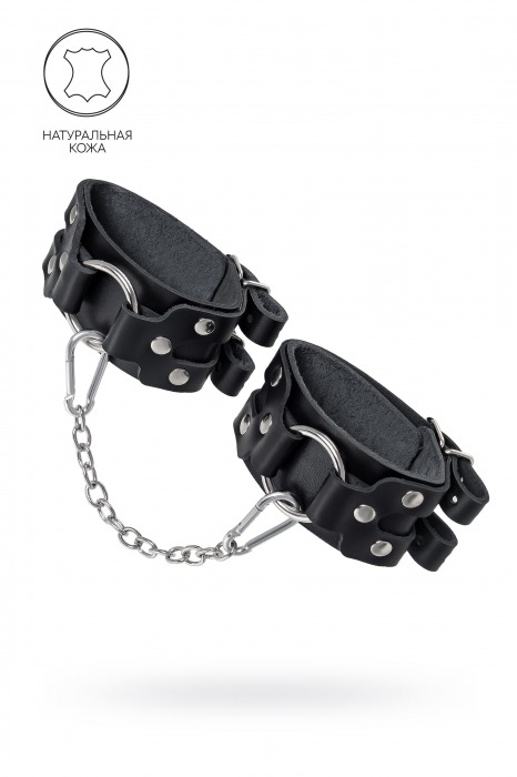 Черные кожаные оковы с двумя ремешками - Pecado - купить с доставкой в Сызрани