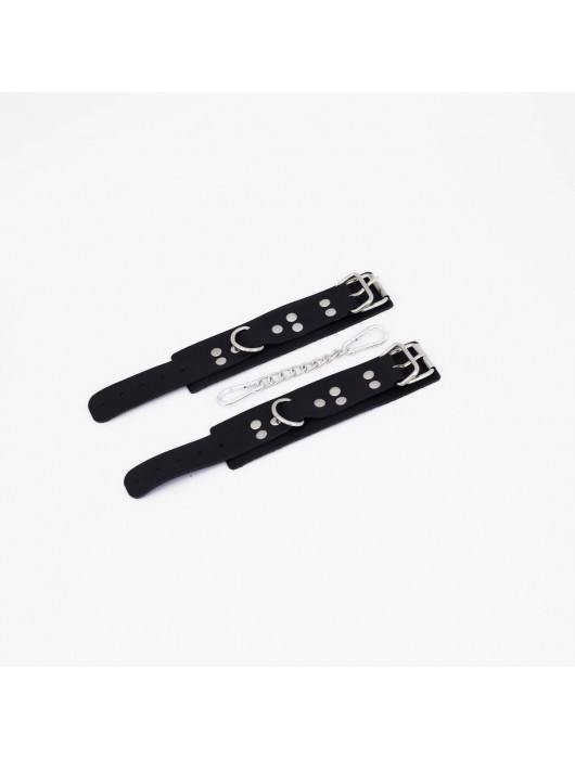 Черные кожаные наручники с регулируемыми ремешками - Crazy Handmade - купить с доставкой в Сызрани