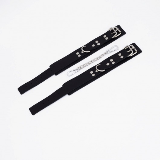 Черные кожаные оковы с регулируемыми ремешками - Crazy Handmade - купить с доставкой в Сызрани