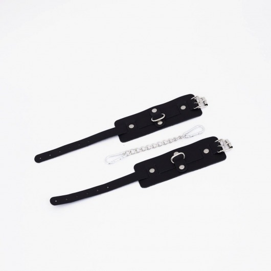 Черные кожаные оковы с хромированной фурнитурой - Crazy Handmade - купить с доставкой в Сызрани