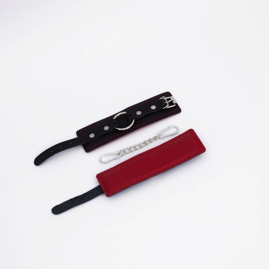 Черно-красные кожаные наручники - Crazy Handmade - купить с доставкой в Сызрани