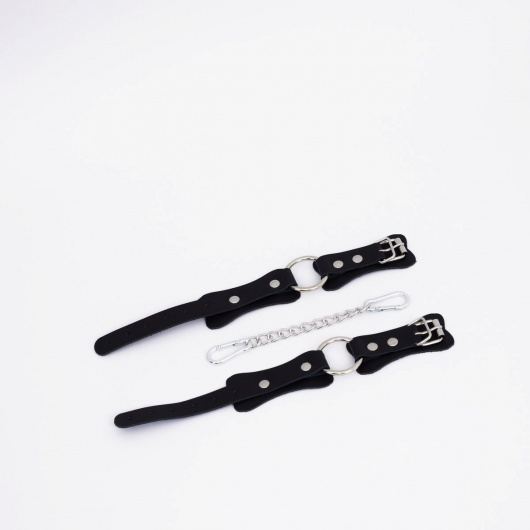 Черные кожаные оковы с кольцом - Crazy Handmade - купить с доставкой в Сызрани