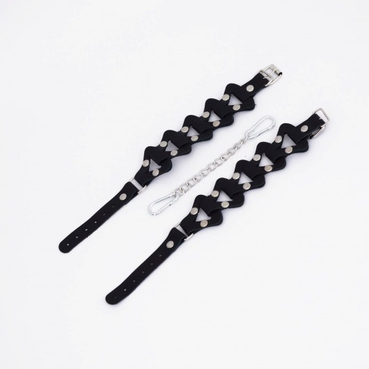 Черные кожаные наручники из звеньев - Crazy Handmade - купить с доставкой в Сызрани