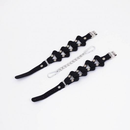 Черные кожаные оковы из звеньев - Crazy Handmade - купить с доставкой в Сызрани