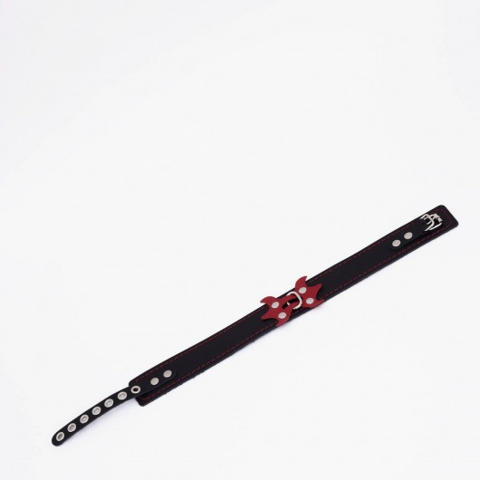 Черный ошейник с красным декором и строчкой - Crazy Handmade - купить с доставкой в Сызрани