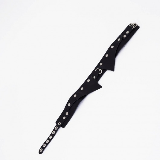 Черный однослойный кожаный ошейник с имитацией воротничка - Crazy Handmade - купить с доставкой в Сызрани