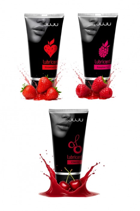 Набор из 3 съедобных лубрикантов JUJU (клубника, малина, вишня) - JuJu - купить с доставкой в Сызрани