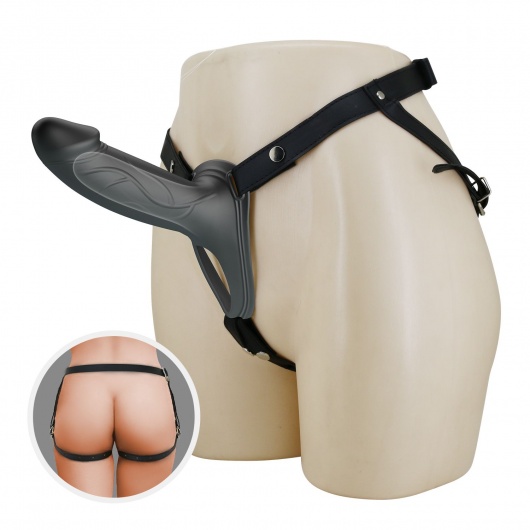 Черный полый мужской страпон London - 16,8 см. - Baile - купить с доставкой в Сызрани