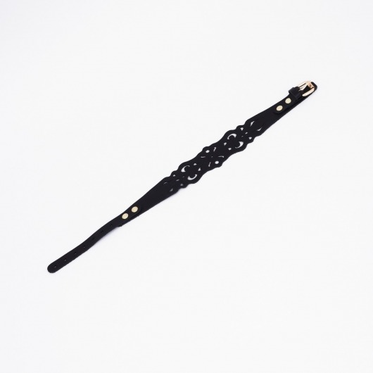 Черный ажурный чокер с золотистой фурнитурой - Crazy Handmade - купить с доставкой в Сызрани