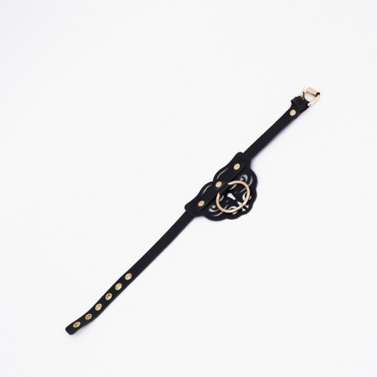 Черный чокер с клепками и золотистой фурнитурой - Crazy Handmade - купить с доставкой в Сызрани