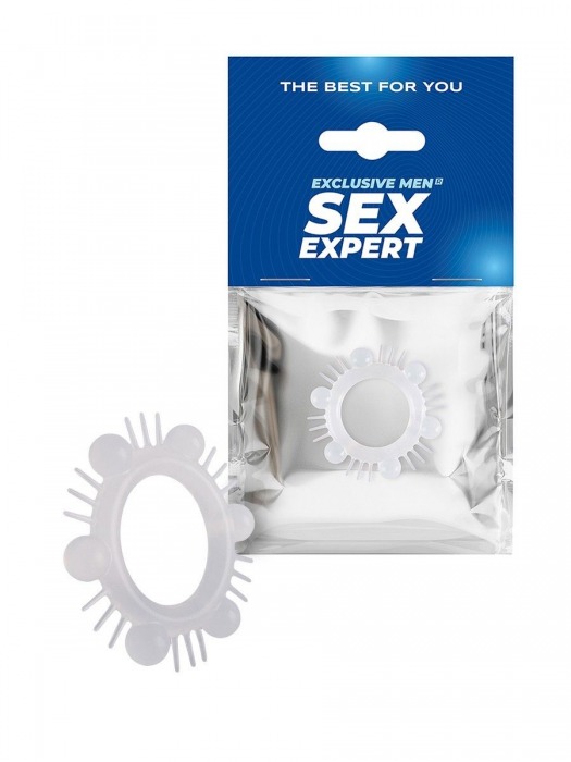 Эластичное эрекционное кольцо с шипиками и шариками - Sex Expert - в Сызрани купить с доставкой