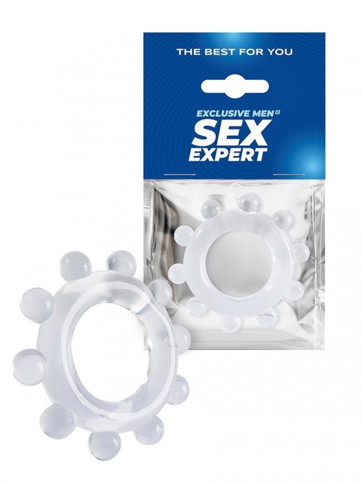 Прозрачное эрекционное кольцо со стимулирующими шариками - Sex Expert - в Сызрани купить с доставкой