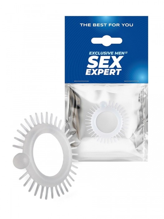 Эластичное эрекционное кольцо с шипиками и шариком - Sex Expert - в Сызрани купить с доставкой