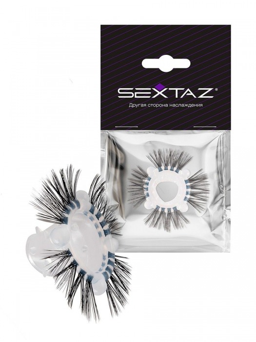 Эластичное эрекционное кольцо с черными «ресничками» - Sextaz - в Сызрани купить с доставкой