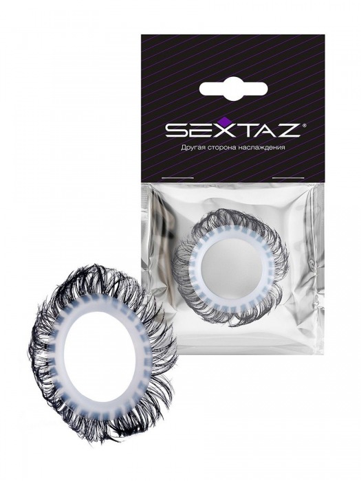 Эластичное эрекционное колечко с черными «ресничками» - Sextaz - в Сызрани купить с доставкой