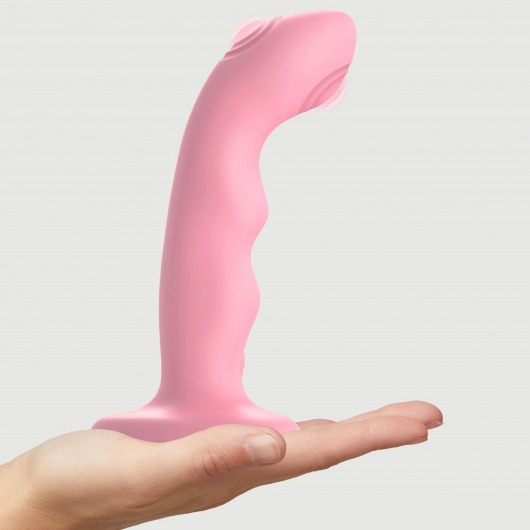 Розовая насадка-стимулятор Strap-On-Me Tapping Dildo Wave - Strap-on-me - купить с доставкой в Сызрани