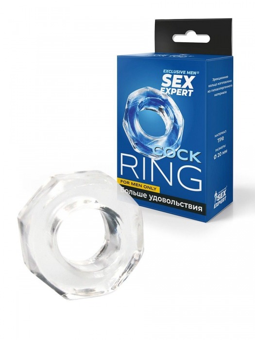 Прозрачное эрекционное кольцо в форме гайки - Sex Expert - в Сызрани купить с доставкой
