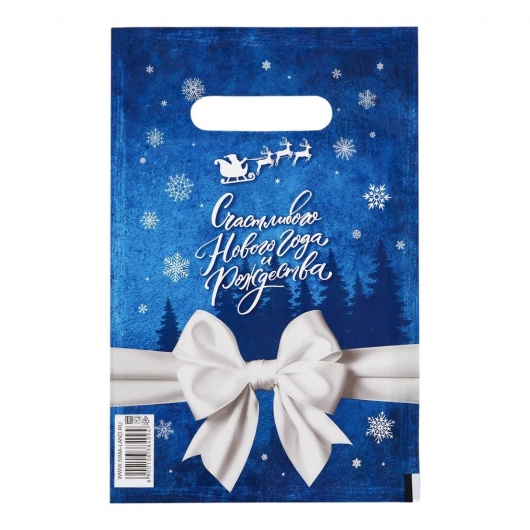Сине-белый подарочный новогодний пакет с вырубной ручкой (20х30 см) - Сима-Ленд - купить с доставкой в Сызрани