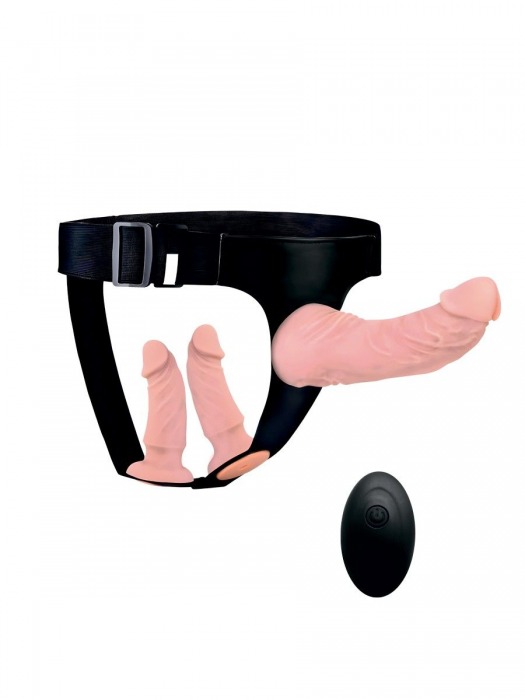 Женский страпон с 3 насадками и вибрацией - Erowoman-Eroman - купить с доставкой в Сызрани