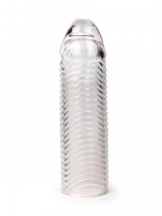 Прозрачная закрытая насадка на пенис с ребрышками - 16 см. - Sex Expert - в Сызрани купить с доставкой