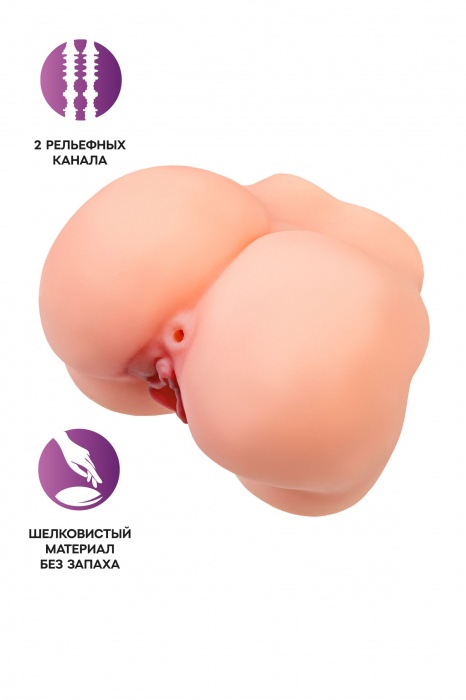 Реалистичный мастурбатор в форме попки с 2 любовными входами - No Name - в Сызрани купить с доставкой