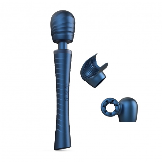 Синий вибромассажёр с насадками Man.wand Edgy - Manwan - в Сызрани купить с доставкой