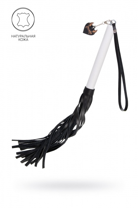Плеть с белой рукоятью и чёрными хлыстами - 50 см. - Pecado - купить с доставкой в Сызрани