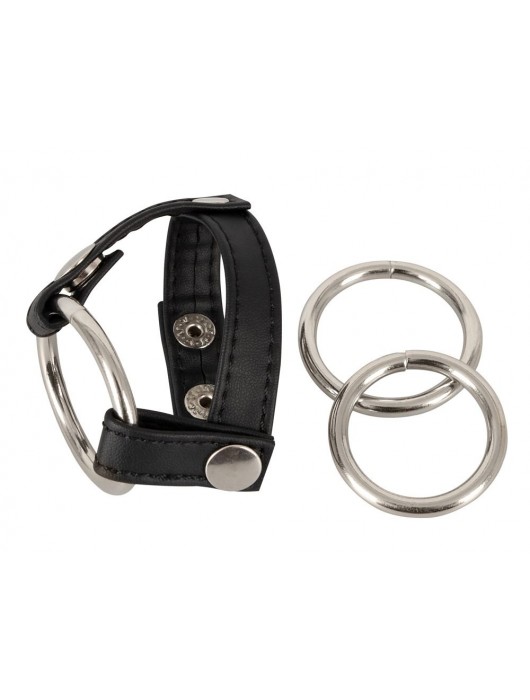 Подхват для мошонки с 3 съемными эрекционными кольцами Leder-Riemen - Orion - в Сызрани купить с доставкой