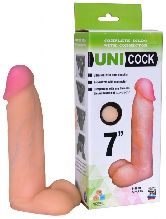 Фаллическая насадка Харнесс UNICOCK 7  - 19 см. - LOVETOY (А-Полимер) - купить с доставкой в Сызрани