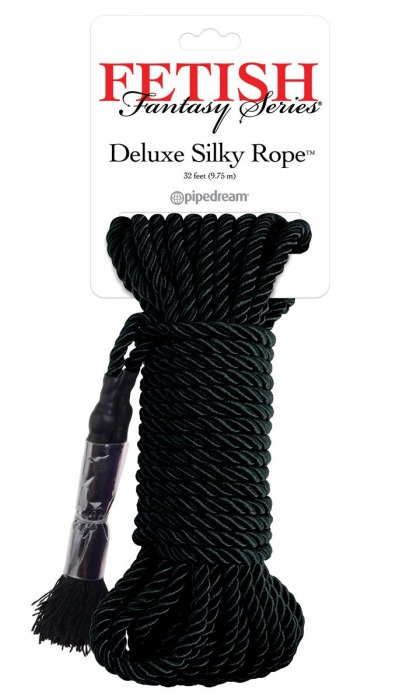 Черная веревка для фиксации Deluxe Silky Rope - 9,75 м. - Pipedream - купить с доставкой в Сызрани