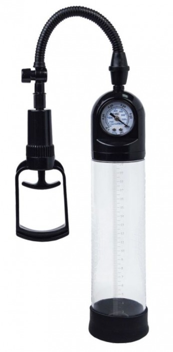 Чёрная вакуумная помпа A-toys с манометром и прозрачной колбой - A-toys - в Сызрани купить с доставкой