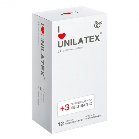 Ультратонкие презервативы Unilatex Ultra Thin - 12 шт. + 3 шт. в подарок - Unilatex - купить с доставкой в Сызрани