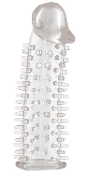 Прозрачная насадка на половой член с закрытой головкой и шипами - 12,5 см. - Toyfa Basic - в Сызрани купить с доставкой