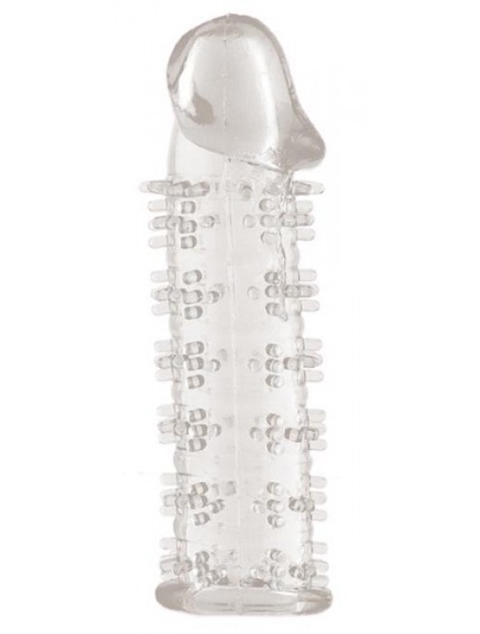 Гелевая прозрачная насадка с шипами - 12 см. - Toyfa Basic - в Сызрани купить с доставкой