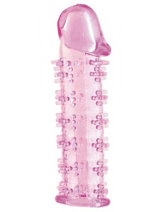 Гелевая розовая насадка на фаллос с шипами - 12 см. - Toyfa Basic - в Сызрани купить с доставкой